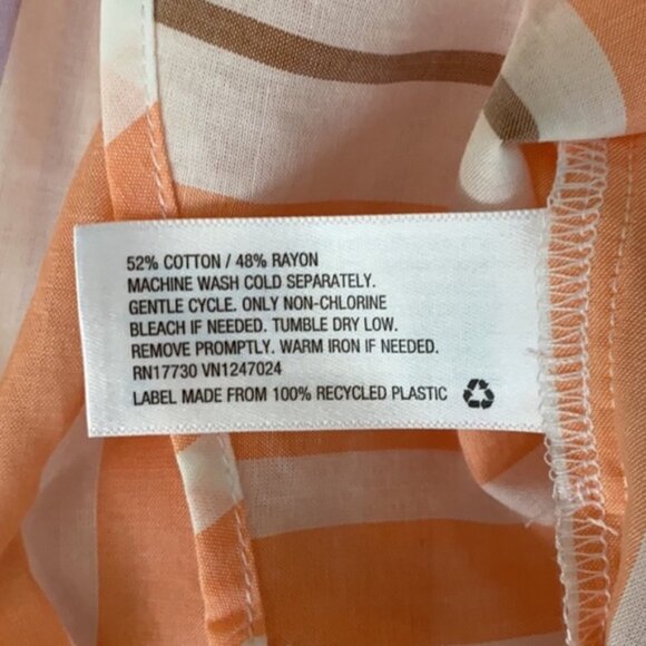 Stripe Button Front Long Sleeved Top In Multi Coral Sz Medium - Picture 4 of 4